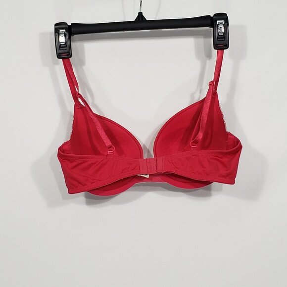 "M" Brand Orange Padded Underwire Bra with white lace Size 34C adjustable straps - Picture 2 of 3